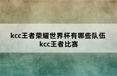 kcc王者荣耀世界杯有哪些队伍 kcc王者比赛